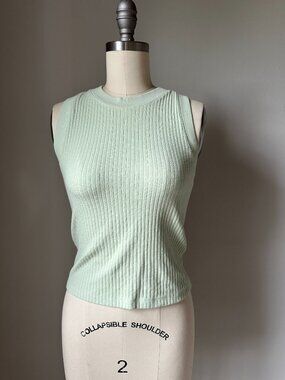 Project Social T Ribbed Tank Top | Sage Green Racerback Tank | Size XS
